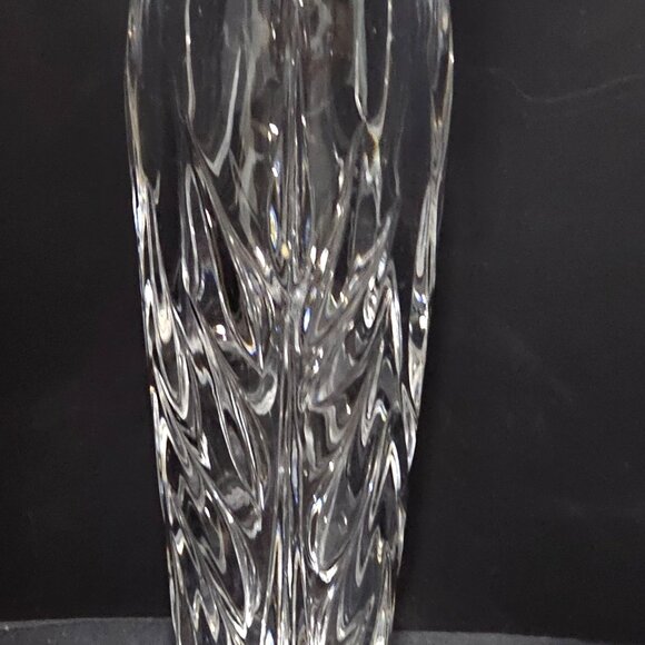 Gorham Crystal Star Blossom Flower Vase 7" blown glass gold rim heavy cut leaves - Picture 3 of 7